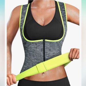 Gray and Black Sleeveless Sauna Top Large